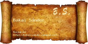 Bakai Sándor névjegykártya