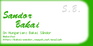 sandor bakai business card